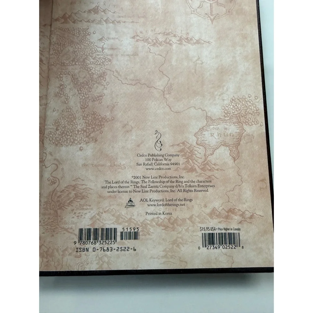 Lord Of Rings FOTR Journal Embossed Bound LOTR Vintage 2001 Tolkien Lore Hobbit